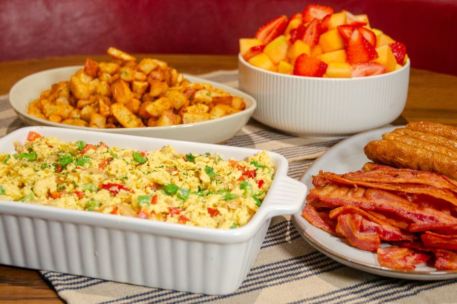 Hot Brunch Buffet Peppers and Onions Scrambled